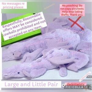 1 OWNER BNWT 2 JellyCat Lavender Dragons Large 27” and Little 17” Sale Receipt